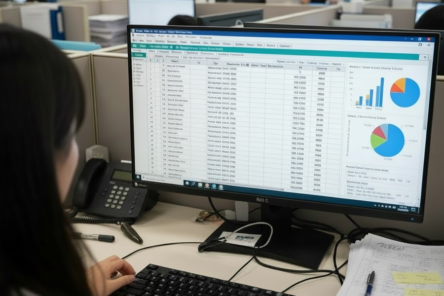 アンケート集計の作業風景